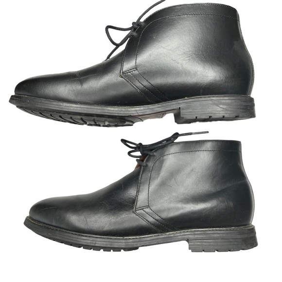 TOMMY HILFIGER Mens Chukka Boots 11 M Black Leather Oxford Boot Rubber Sole EUC - Picture 11 of 15